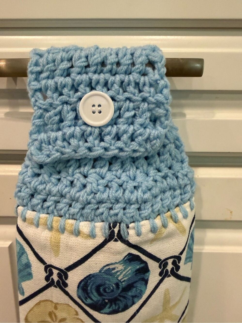 Crochet Top Kitchen Towel- Shells - Picture 2 of 2